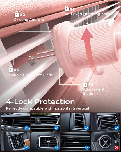Phone Holders for Car with New Metal Hook Clip, Handy Air Vent Car Mount