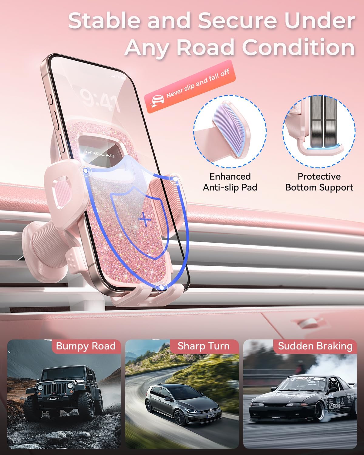 Phone Holders for Car with New Metal Hook Clip, Handy Air Vent Car Mount