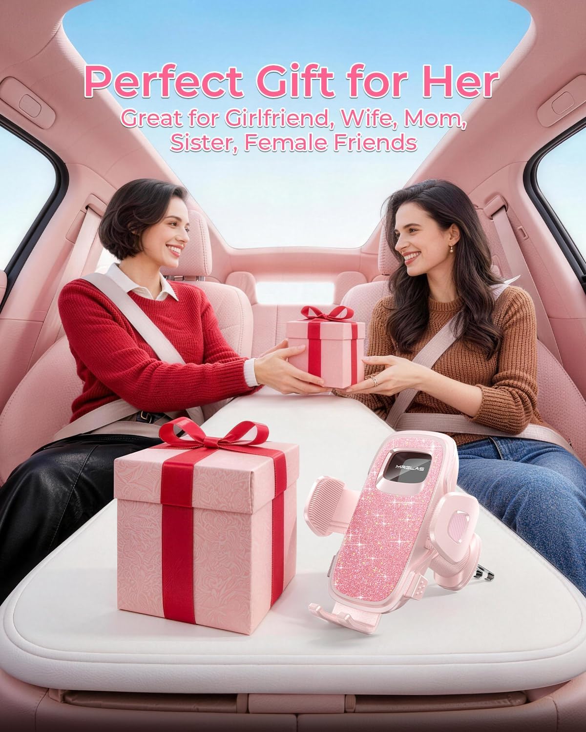 Phone Holders for Car with New Metal Hook Clip, Handy Air Vent Car Mount