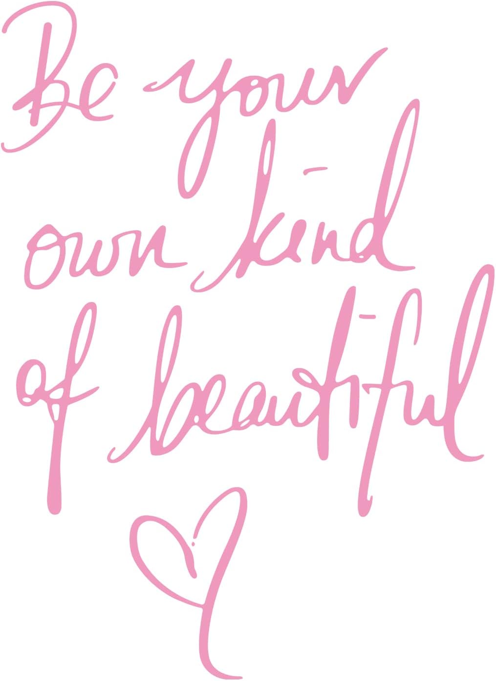 Be Your Own Kind of Beautiful Vinyl Wall Decals Sayings Pink Art Lettering Wall Stickers Decor Wallpaper for Girls Women Bedroom Living Room Background Home Decoration