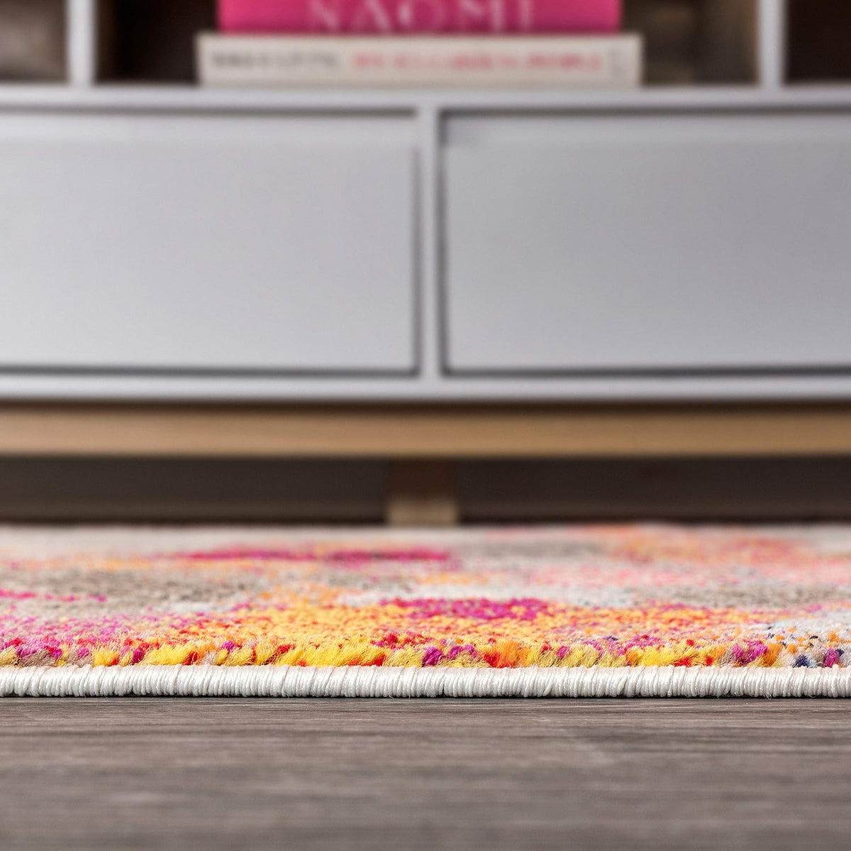 Modern Abstract Brushstroke Ivory/Pink Indoor Area Rug, 3x5, Contemporary POP, Transitional, Easy-Cleaning for Living Room, Bedroom, Kitchen, Pet Friendly, Non-Shedding (CTP101A-3)