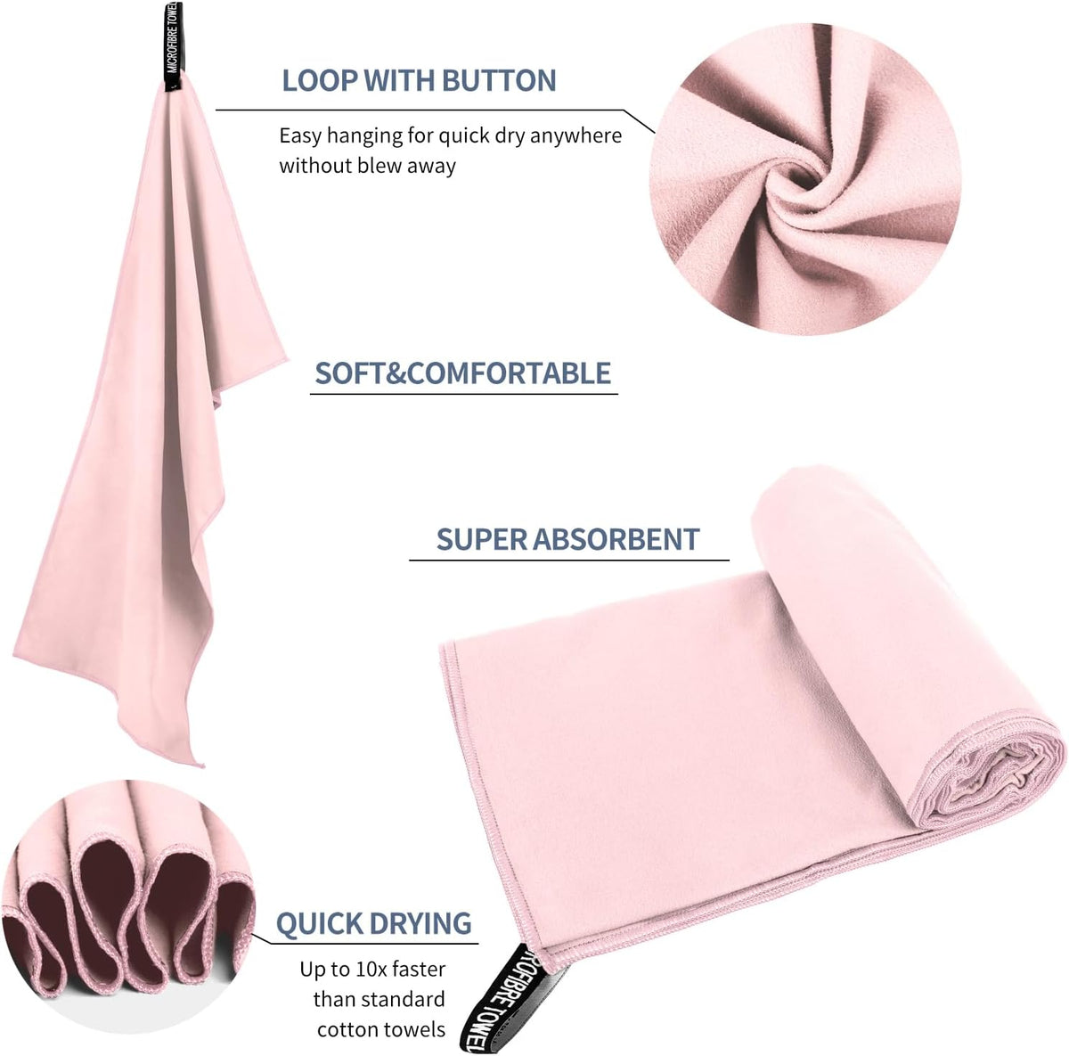 Microfiber Travel Towel, Quick Dry Camping & Gym Towel. Compact