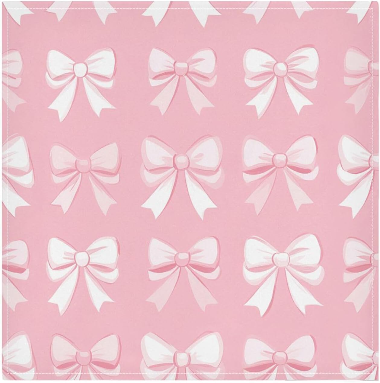 Bows with White on Blush Cloth Napkins Set of 6, Reusable Washable Dinner Table Napkins for Wedding Banquets Party Decor, 20x20 Inch