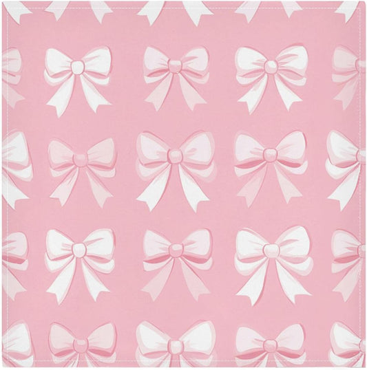 Bows with White on Blush Cloth Napkins Set of 6, Reusable Washable Dinner Table Napkins for Wedding Banquets Party Decor, 20x20 Inch