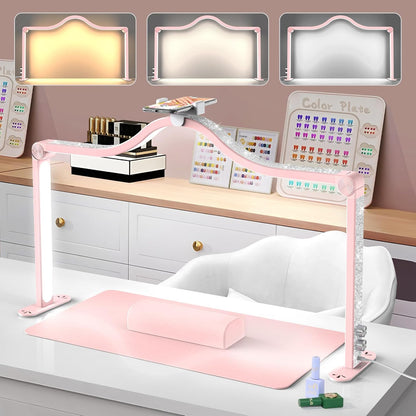 Arc Half Moon Light: 34" Shadow-Free Large Nail Light for Desk