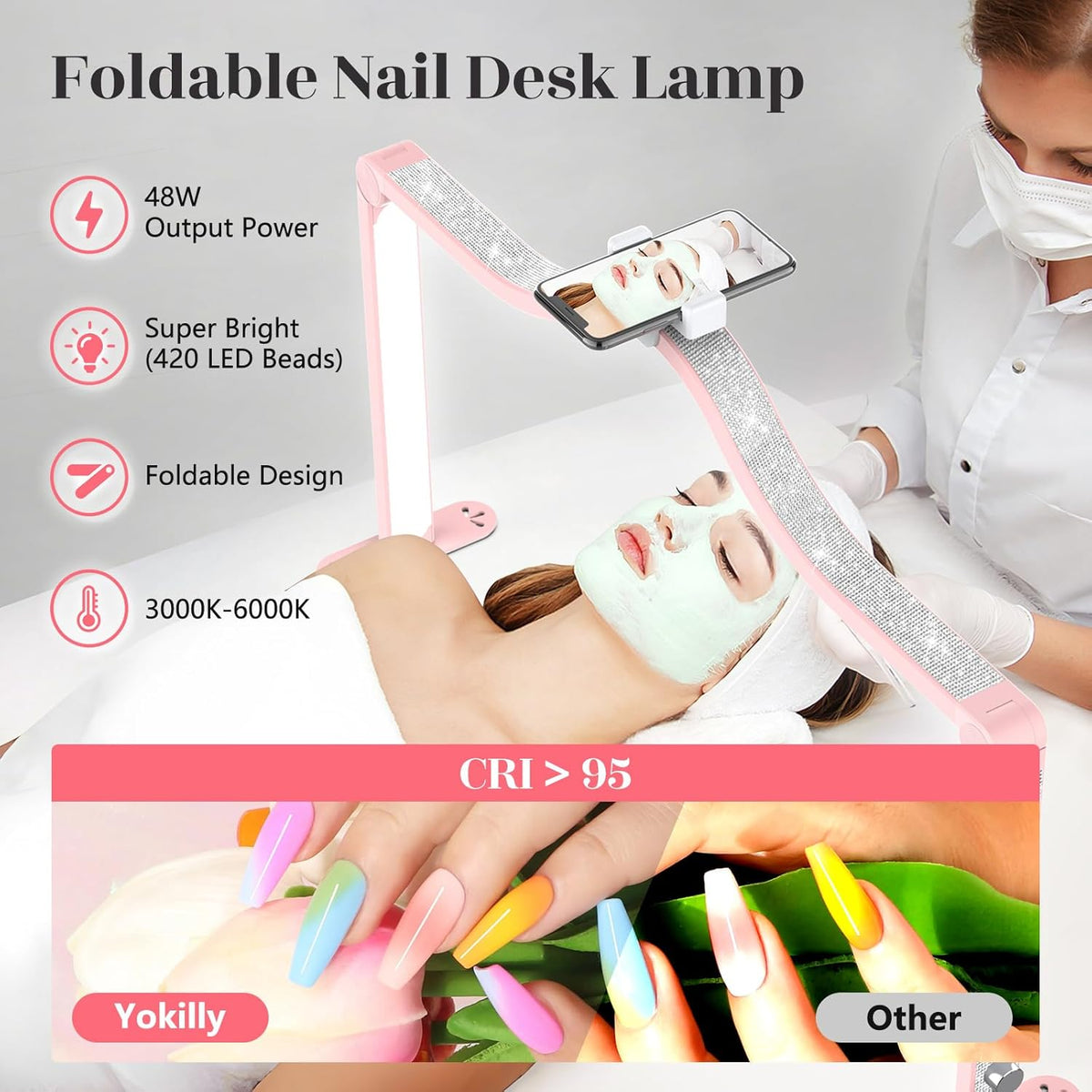 Arc Half Moon Light: 34" Shadow-Free Large Nail Light for Desk