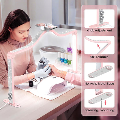 Arc Half Moon Light: 34" Shadow-Free Large Nail Light for Desk