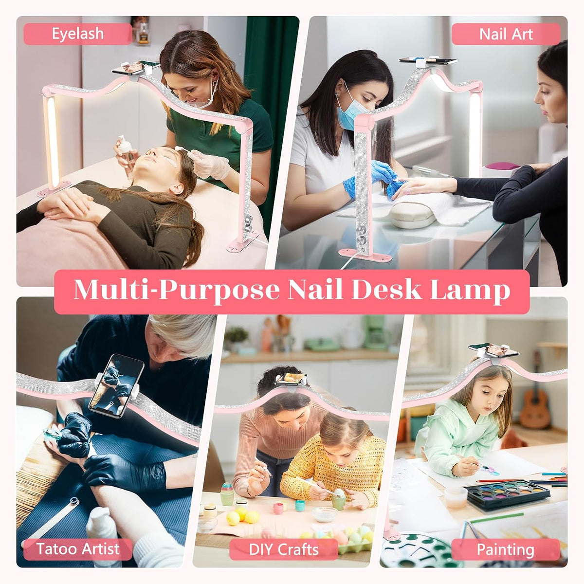 Arc Half Moon Light: 34" Shadow-Free Large Nail Light for Desk