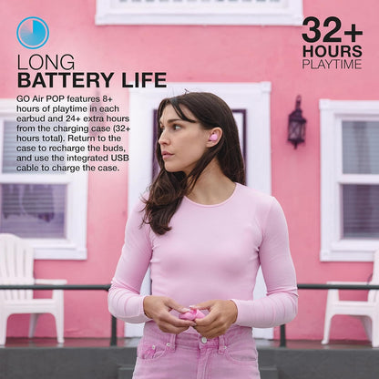 Go Air Pop+, True Wireless Earbuds, Bluetooth Earbuds with Microphone, Dual Connect, EQ3 Sound, Pink
