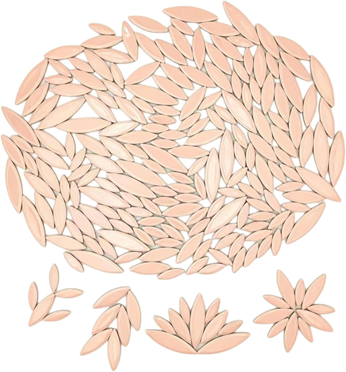 Leaf Petal Ceramic Mosaic Tiles for Crafts, 500g/1.1LB Irregular Mosaic Pieces, Petal Mosaic Tiles DIY Mosaic Making Stones for Craft Hobby Arts Wall Decoration (Pink)
