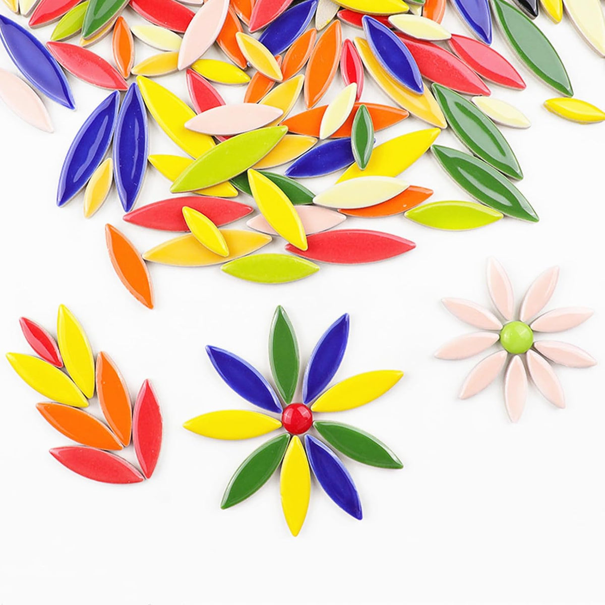 Leaf Petal Ceramic Mosaic Tiles for Crafts, 500g/1.1LB Irregular Mosaic Pieces, Petal Mosaic Tiles DIY Mosaic Making Stones for Craft Hobby Arts Wall Decoration (Pink)