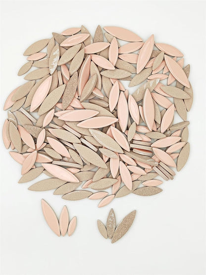 Leaf Petal Ceramic Mosaic Tiles for Crafts, 500g/1.1LB Irregular Mosaic Pieces, Petal Mosaic Tiles DIY Mosaic Making Stones for Craft Hobby Arts Wall Decoration (Pink)