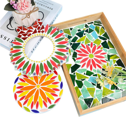 Leaf Petal Ceramic Mosaic Tiles for Crafts, 500g/1.1LB Irregular Mosaic Pieces, Petal Mosaic Tiles DIY Mosaic Making Stones for Craft Hobby Arts Wall Decoration (Pink)