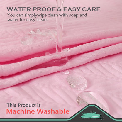Lady Pink Fabric Shower Curtain or Liner - Waffle Weave Textured Thin Cloth Shower Curtains for Bathroom, Light Weighted Bath Curtain Set with 12 Hooks,72x72, Pink