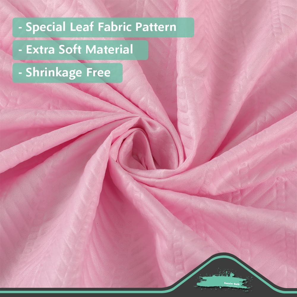 Lady Pink Fabric Shower Curtain or Liner - Waffle Weave Textured Thin Cloth Shower Curtains for Bathroom, Light Weighted Bath Curtain Set with 12 Hooks,72x72, Pink