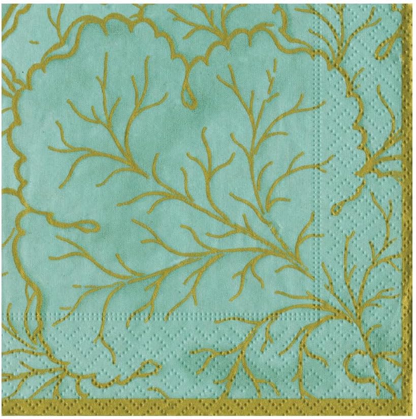 Caspari Gilded Majolica Saltwater Luncheon Napkins - includes 20 Luncheon Napkins