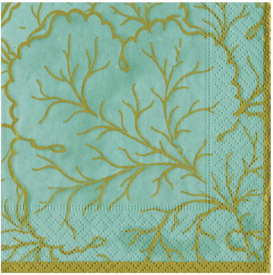Caspari Gilded Majolica Saltwater Luncheon Napkins - includes 20 Luncheon Napkins