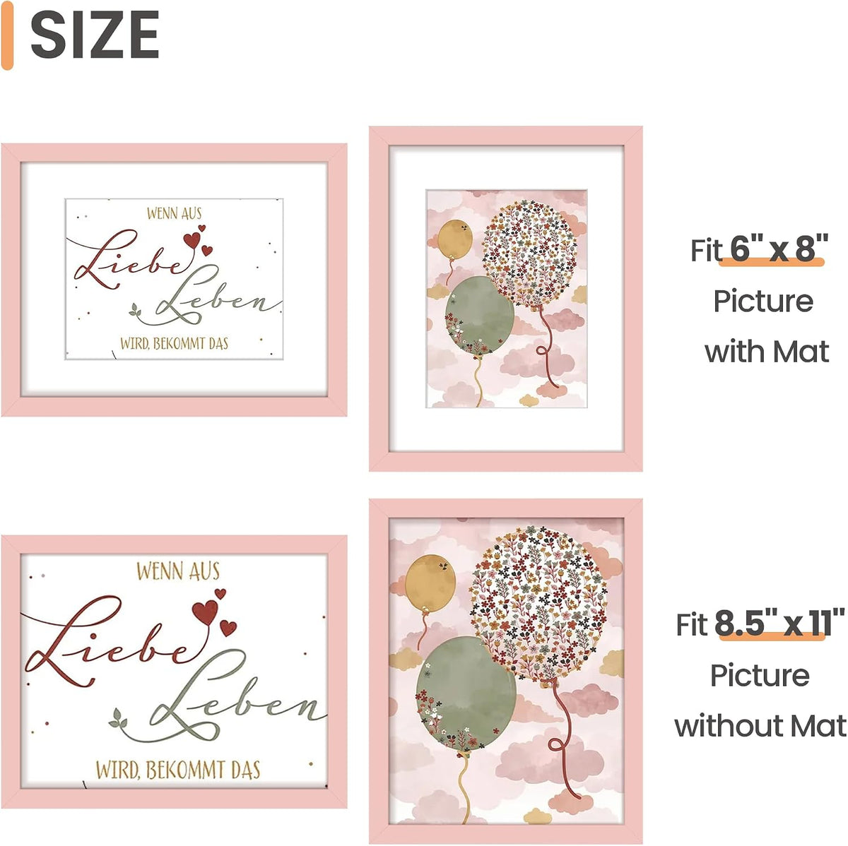 8.5 By 11 Picture Frame, Certificate Frames, Pink 1 Pack