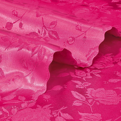 Homiest Jacquard Satin Napkins - 12 Pack Scalloped Square Satin Dinner Napkins for Wedding and Party (Flower, Hot Pink), 17x17 Inches