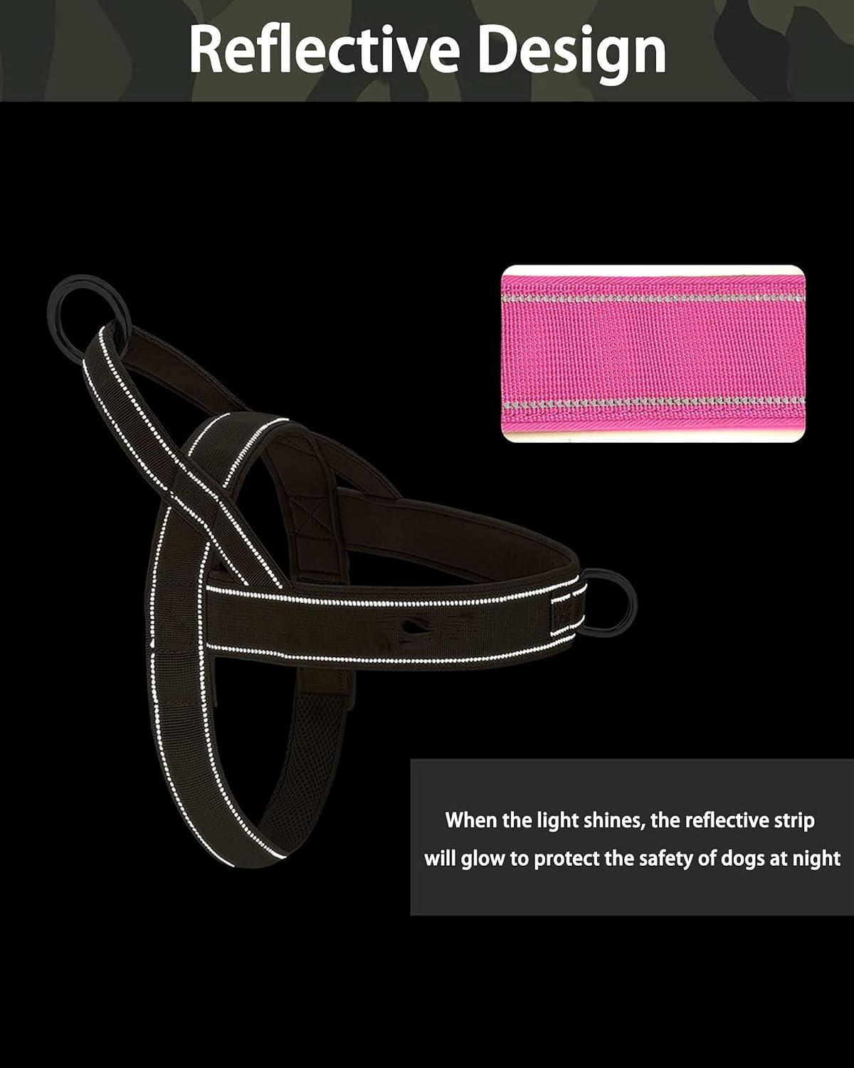No Pull Dog Harness Pink for Small Medium Large Sized Dog, Reflective Escape Proof Adjustable Dog Harnesses with 2 Patch, S