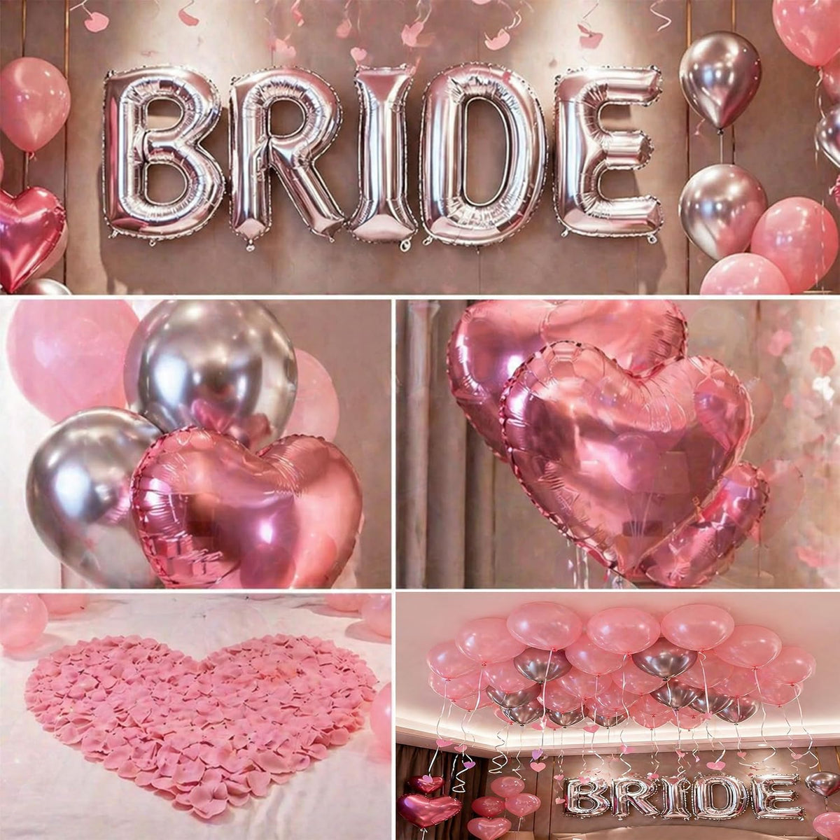 Bride Room Decor Bachelorette, Pink Rose Petals Bride Decorations for Wedding Day and Bachelorette Party Supplies
