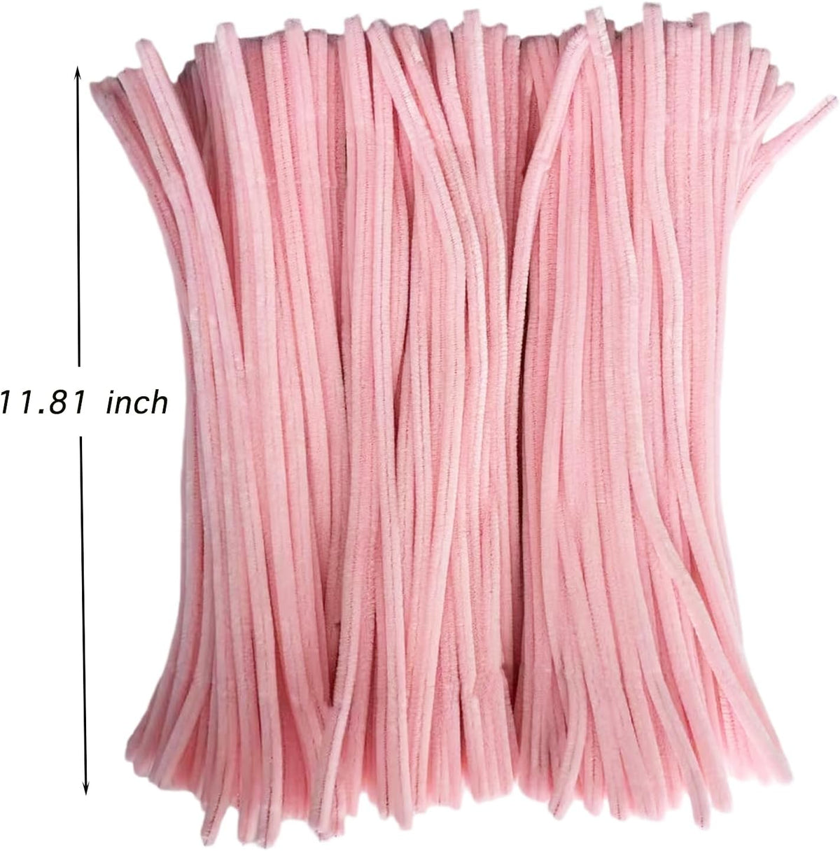 300pcs Bulk Pink Pipe Cleaners Chenille Stems - Soft Craft Supplies for DIY, Flowers, Art Projects
