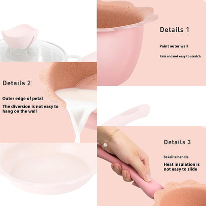 Milk Soup Pot, Non Stick Multifunctional Frying Pan, Saucepan Set, Sauce Pan with Lid Steaming Basket Food Steamer Steamer Pot Nonstick Small Sauce Pan Milk Soup Pan for Home Kitchen Restaurant,Pink