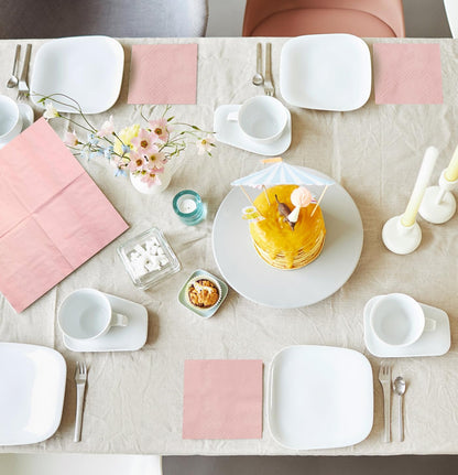 50 Pieces 2-ply Light Pink Napkin Disposable Cocktail Napkins Beverage Napkins Dessert Napkins Paper Napkins for Wedding Birthday Party Paper Dinner Napkins
