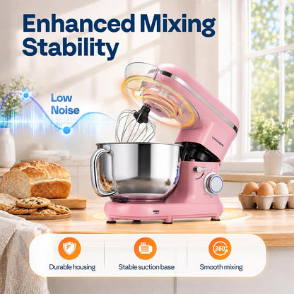 Stand Mixer, 6-Quart Tilt-Head Kitchen Mixer with Bowl, Pink