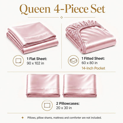 Satin Sheets Queen, 4-Piece 14-Inch Deep Pocket Sheet Set