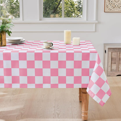 Checkered Table Cloth, Classic Checkerboard Tablecloth for Picnic, Party, Dinner Table Cover, Waterproof Washable Wrinkle Resistant (Pink, 55''x71'' (Rectangle))