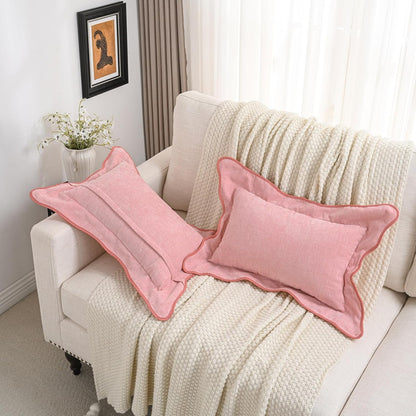 Pack of 2 Chenille Throw Pillow Covers 12x20 Inch, Pink