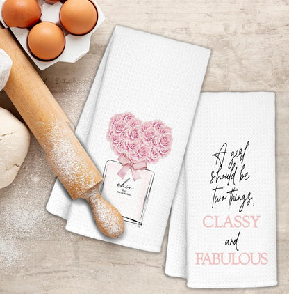 Light Pink Perfume Inspirational Decorative Hand Towels for Bathroom Set of 2, Women Fashion Light Pink Bathroom Bath Hand Towels for Yoga Swim Hotel Spa Decor, 16x24 Inch