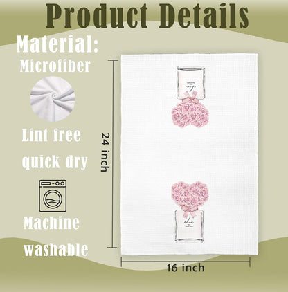 Light Pink Perfume Inspirational Decorative Hand Towels for Bathroom Set of 2, Women Fashion Light Pink Bathroom Bath Hand Towels for Yoga Swim Hotel Spa Decor, 16x24 Inch