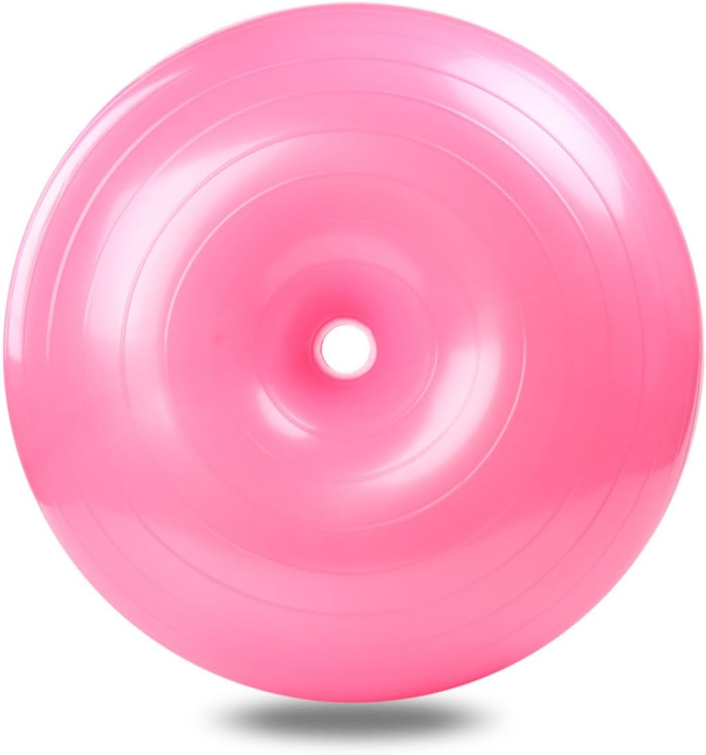 Donut Workout Ball PVC Explosion-Proof Yoga Ball with Air Pump for Pilates Home Gym Fitness and Balance Training in Light Pink