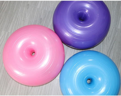 Donut Workout Ball PVC Explosion-Proof Yoga Ball with Air Pump for Pilates Home Gym Fitness and Balance Training in Light Pink