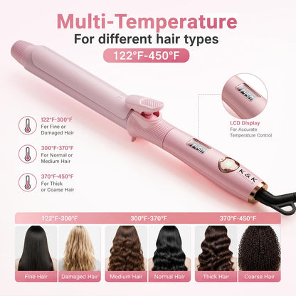 1.25 Inch Curling Iron with Clip, Ceramic Hair Curler, Dual Voltage