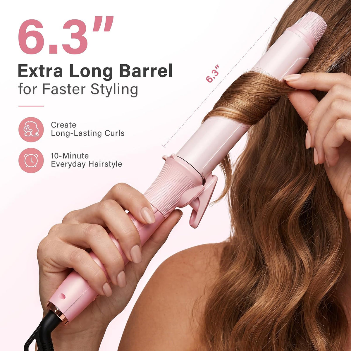 1.25 Inch Curling Iron with Clip, Ceramic Hair Curler, Dual Voltage