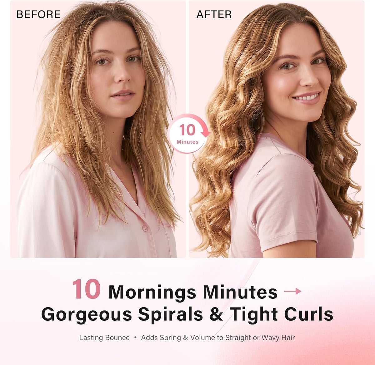 1.25 Inch Curling Iron with Clip, Ceramic Hair Curler, Dual Voltage
