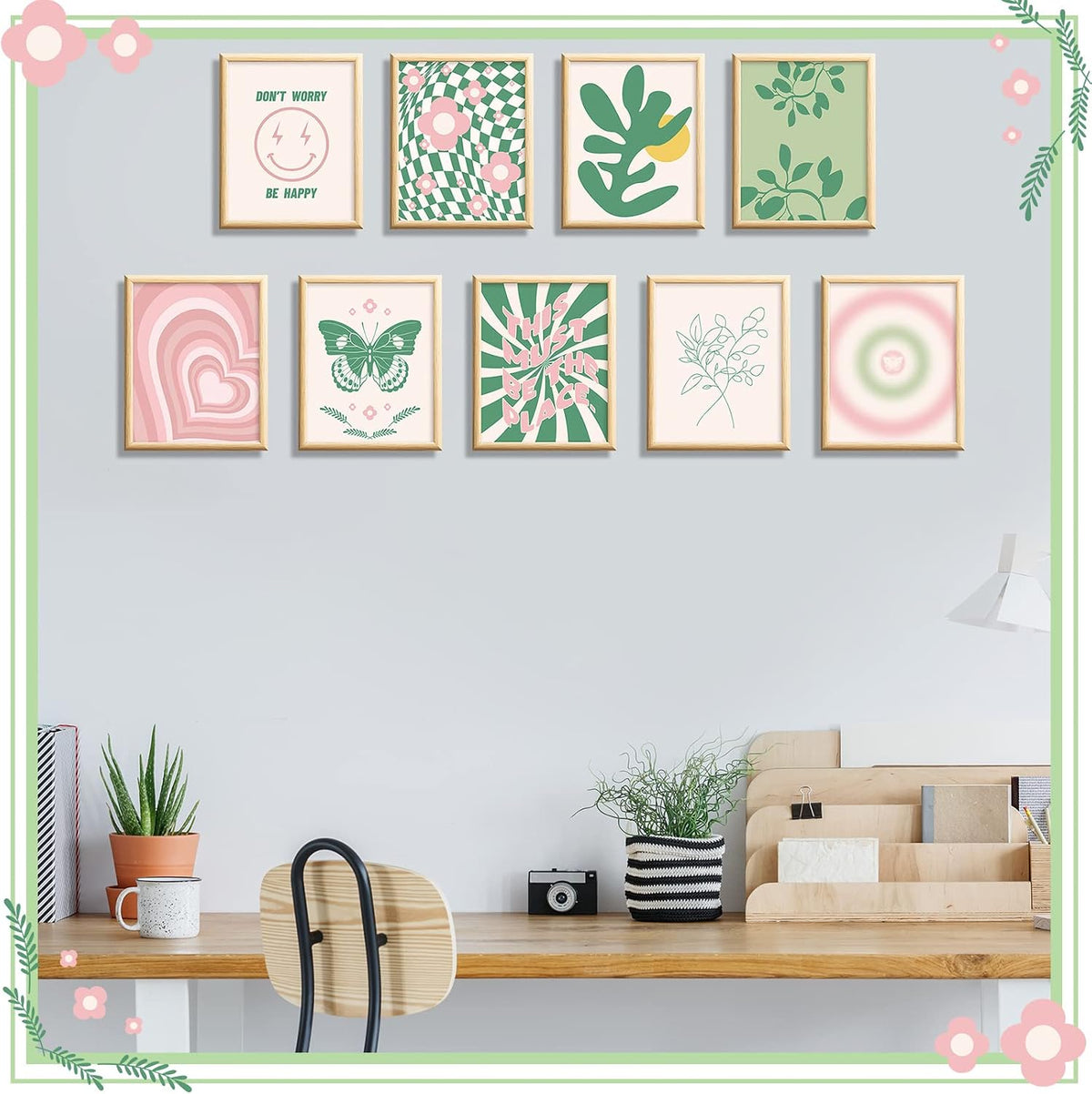 9 Pcs Aesthetic Danish Pastel Room Decor, 8 x 10