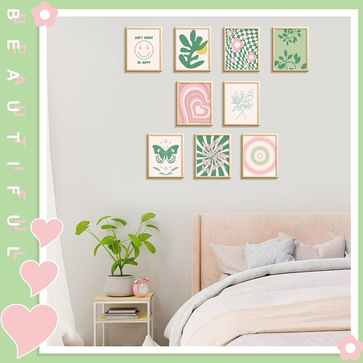 9 Pcs Aesthetic Danish Pastel Room Decor, 8 x 10