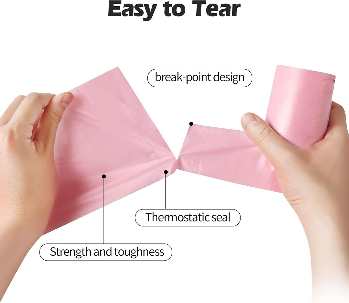 2-4 Gallon Portable Trash Bags, 60 Counts (Pink)