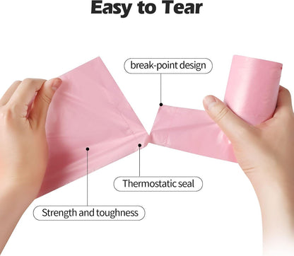 2-4 Gallon Portable Trash Bags, 60 Counts (Pink)