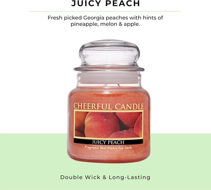 Juicy Peach Scented Glass Jar Candle (16 oz) with Lid & True to Life Fragrance Made in USA