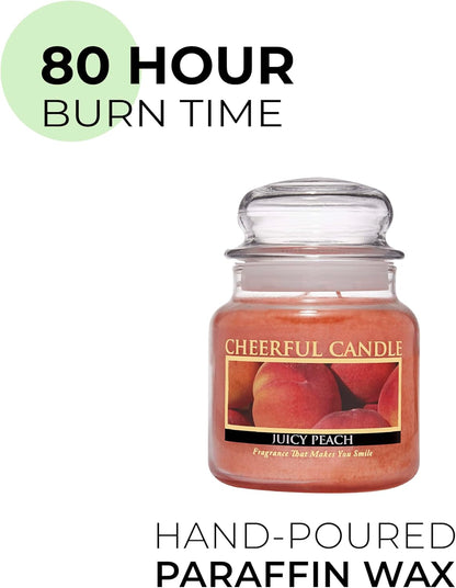 Juicy Peach Scented Glass Jar Candle (16 oz) with Lid & True to Life Fragrance Made in USA