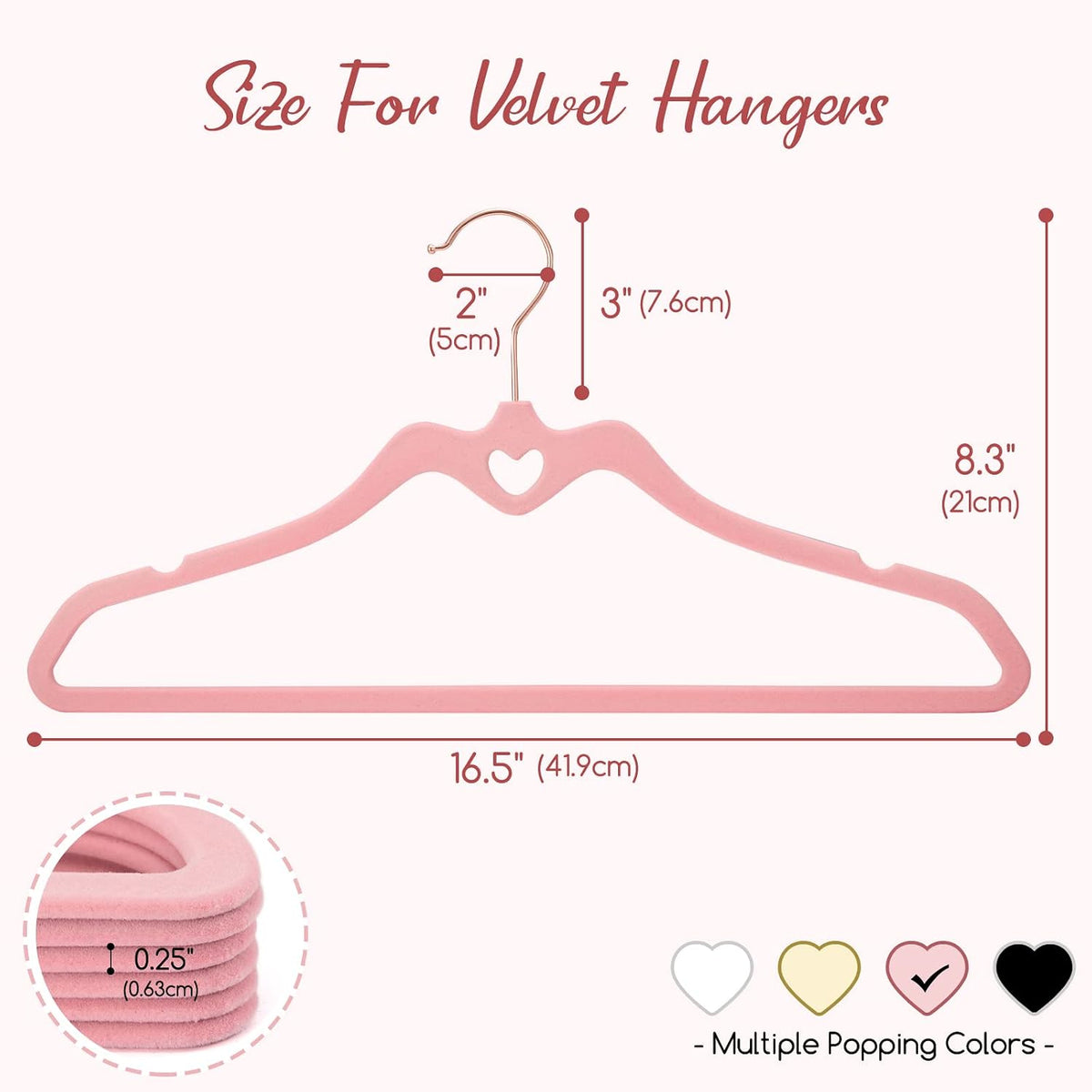 Pink Velvet Hangers 60 Pack, Non Slip Flocked Felt Hangers, Sturdy Velvet Clothes Hanger, Cute Heart Heavy Duty Coat Hanger, Ultra Slim Pink for Closet Space Saving