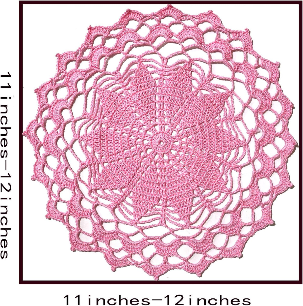 12 Inch Lace Crochet Doilies Table Placemat Washable Kitchen Round Leaves Decor Doily (1, Pink)