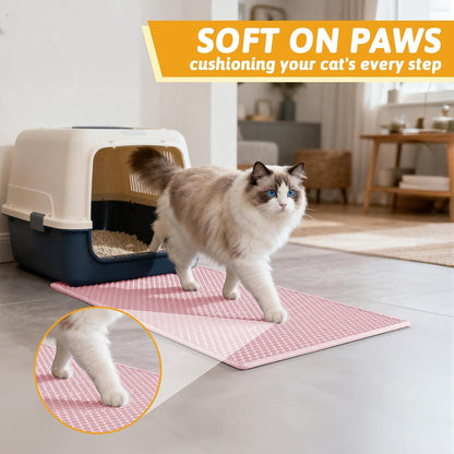 Cat Litter Mat, Double-Layer Waterproof Litter Trap, 24" x 15" Pink