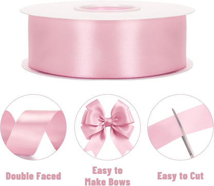 Double Faced Blush Pink Satin Ribbon - 1-1/2 Inch x 50 Yards