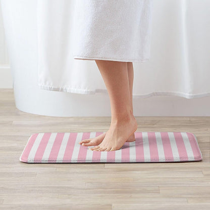 Soft Pink and White Stripes Bath Mats for Bathroom Non Slip, Fluffy Absorbent Microfiber Bath Mat Washable, Aesthetic Bathroom Rugs, Bath Mat for Shower Sink 16x24 Inch